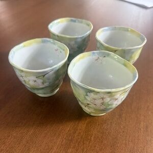 Beautiful Japanese Cherry Blossom Watercolor Tea Cup set of 4